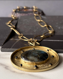 Collar Largo de Bronce con Medallones de Labradorita