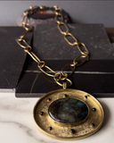 Collar Largo de Bronce con Medallones de Labradorita