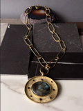 Collar Largo de Bronce con Medallones de Labradorita