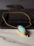 Collar de Mostacilla Dorada con Amazonita