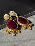 Aros de Bronce Bañado en Oro con Raíz de Rubí