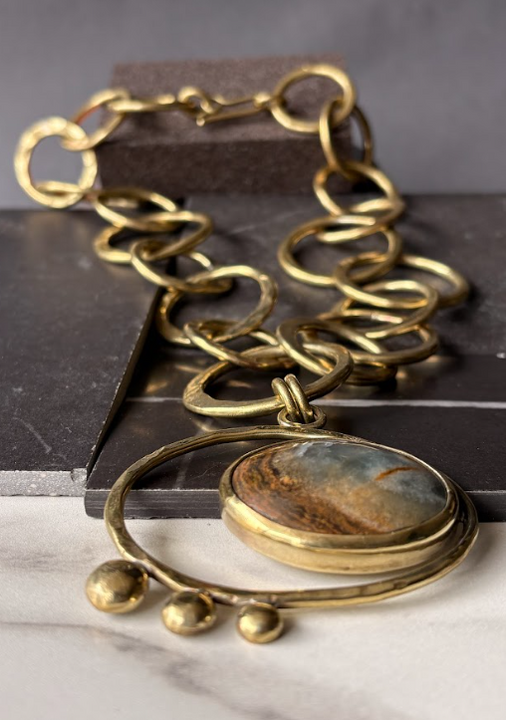 Cadena Eclipse Cielo - Bronce con Ónix Cielo