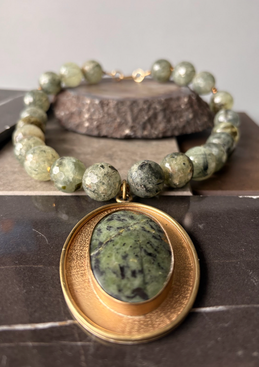 Collar Aura Verde - Piedra prehnita natural