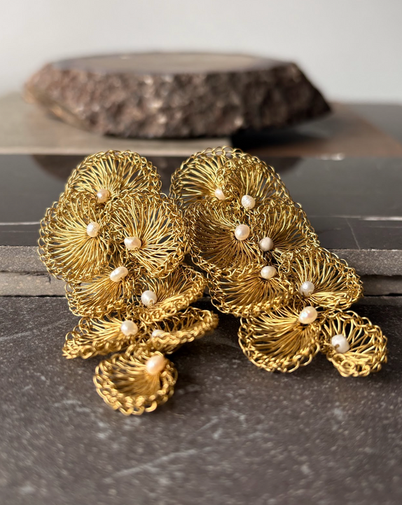 Aros Perla Dorada L - Bronce