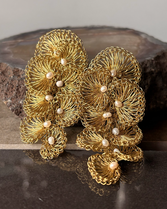 Aros Perla Dorada L - Bronce