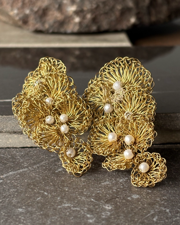 Aros Perla Dorada L - Bronce