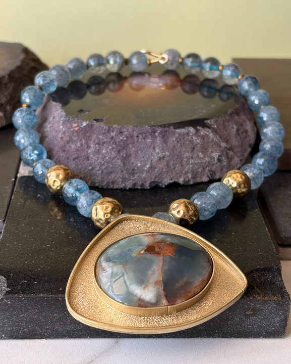Collar Eclipse Azul  - Bronce