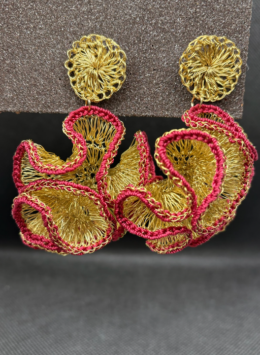 Aros Trama Fucsia - Bronce