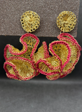 Aros Trama Fucsia - Bronce