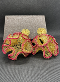 Aros Trama Fucsia - Bronce