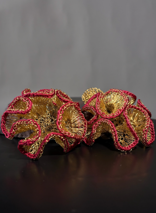 Aros Trama Fucsia - Bronce