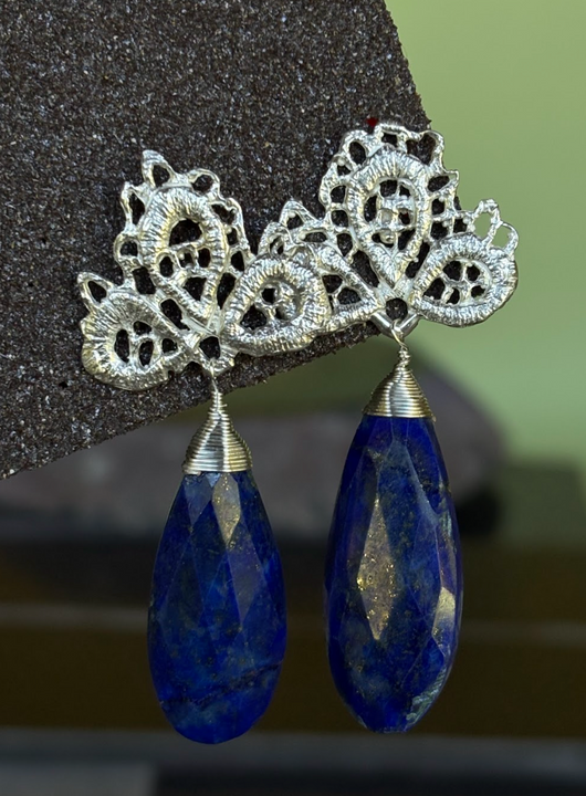 Aros Nudo Azul Real - Plata