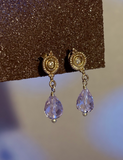 Aros Amatista Dorada - Plata Bañada en Oro