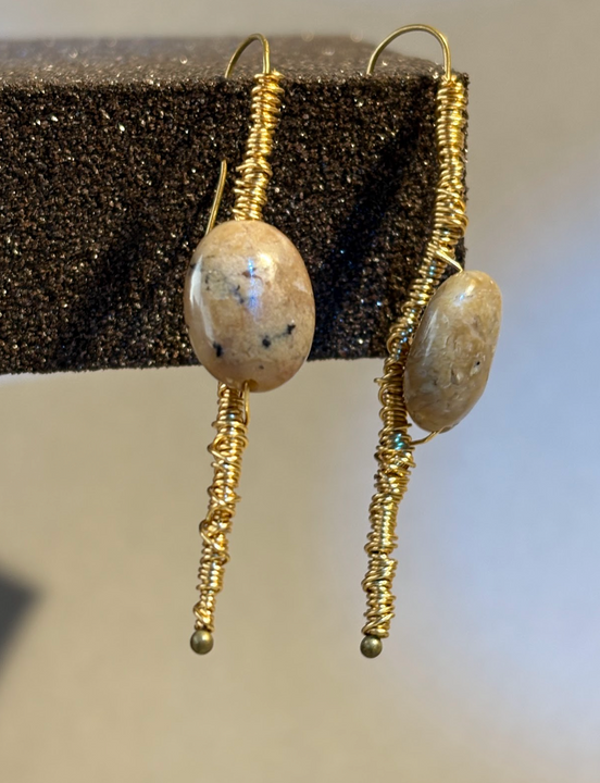 Aros Amatista Dorada - Bronce