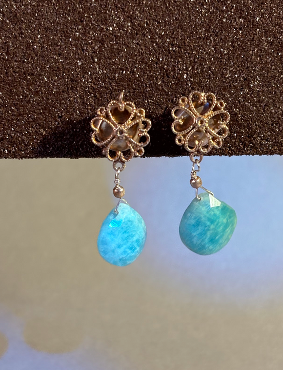 Aros Filigrana Brisa de Amazonita - Plata