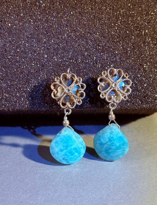 Aros Filigrana Brisa de Amazonita - Plata
