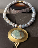 Collar Horizonte Azul - Agua Marina y Medallones Ónix cielo