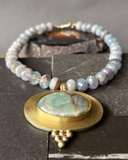 Collar Horizonte Azul - Agua Marina y Medallones Ónix cielo