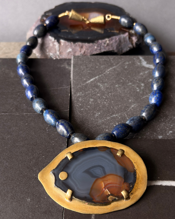Collar Azul Ancestral - Lapislázuli y ágata