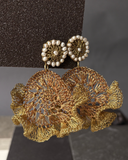 Aros Trama Blanco - Alambre de Bronce y piedras