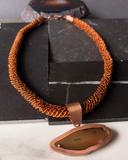 Collar Trama Mineral - Cobre tejido a crochet y ágata natural