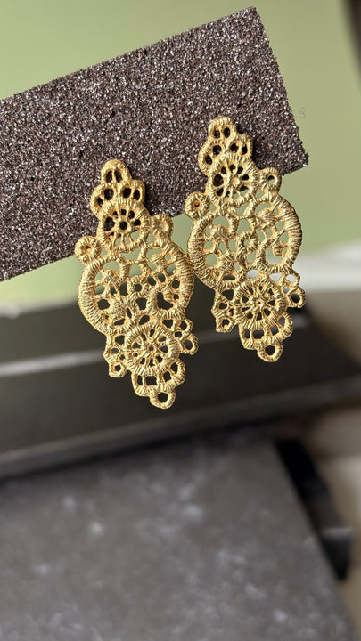 Aros Macramé de Plata Bañados en Oro