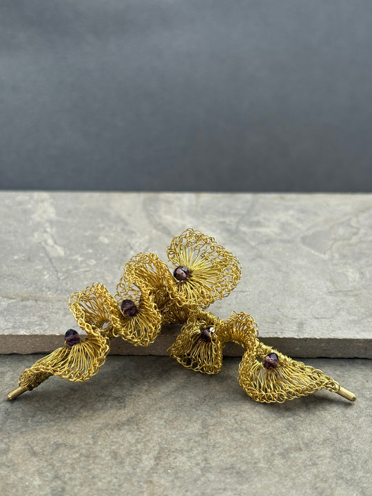 Aros Crochet y Piedras - BRONCE