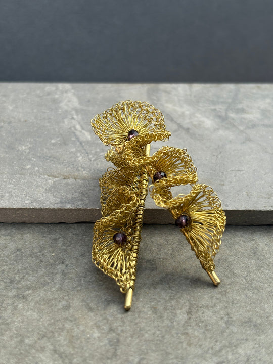 Aros Crochet y Piedras - BRONCE