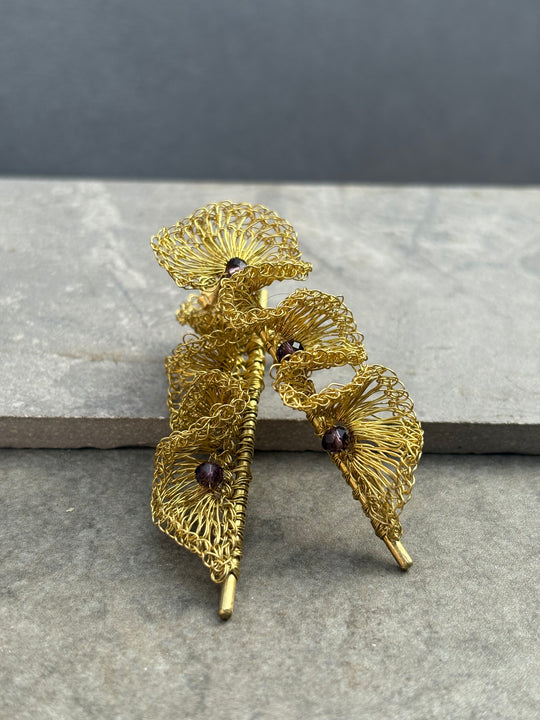 Aros Crochet y Piedras - BRONCE