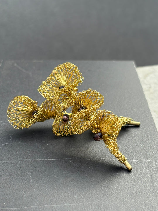 Aros Crochet y Piedras - BRONCE