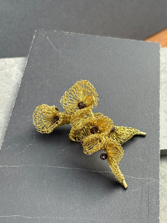 Aros Crochet y Piedras - BRONCE