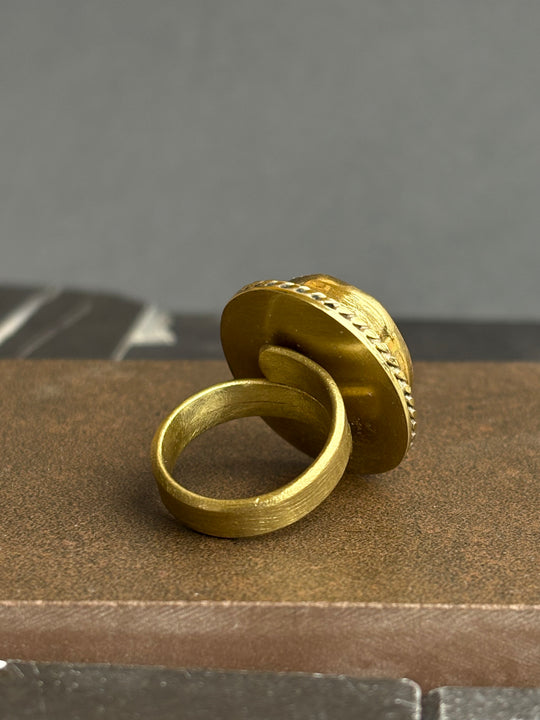Anillo Trenza y Rubí - Bronce