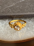 Anillo Sol de Cuarzo– Bronce bañado en oro