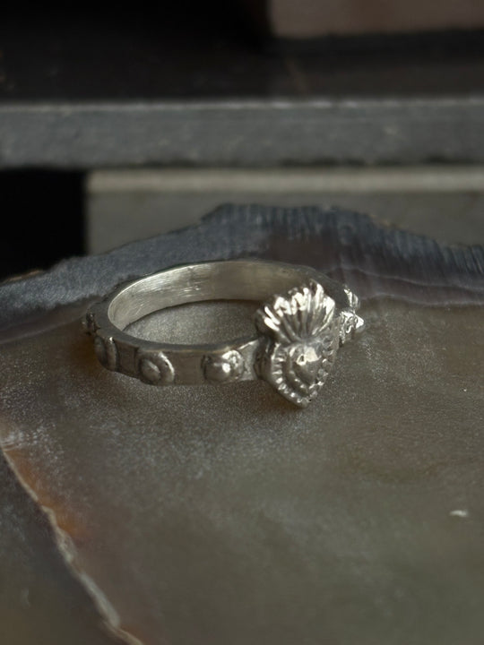 Anillo Denario Sagrado Corazón - Plata