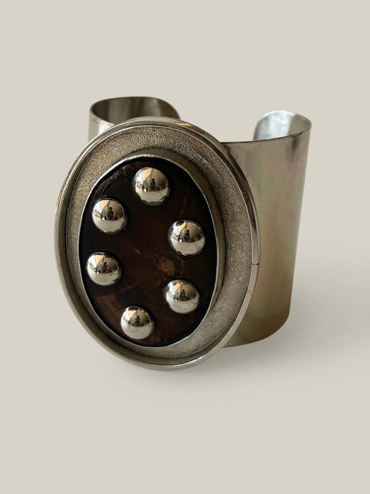 Brazalete Alpaca Pulida y Picoyo con Aplicaciones