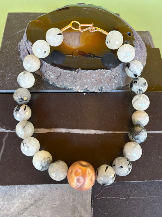 Collar Ágata Sol – Ágata y bronce