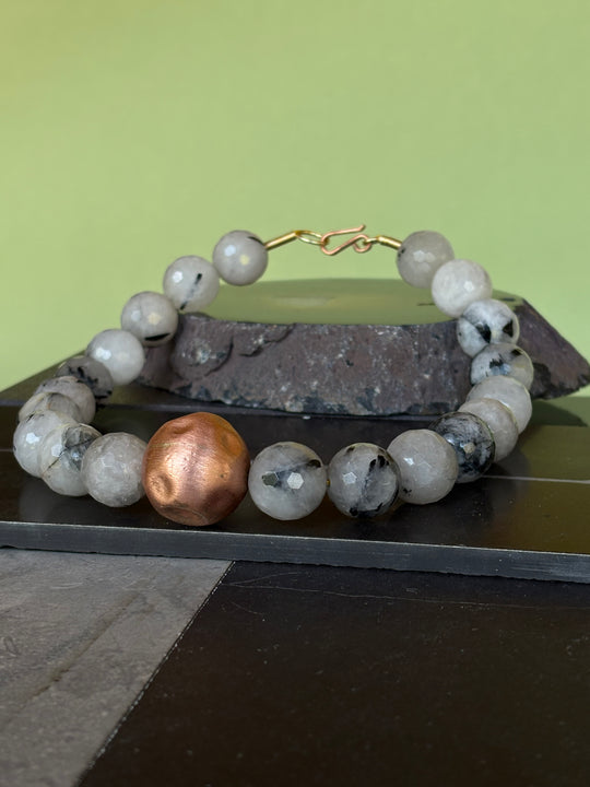 Collar Ágata Sol – Ágata y bronce