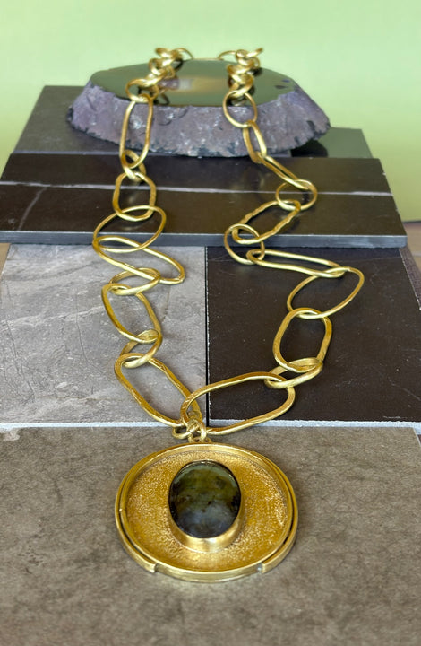 Collar Lúmina – Labradorita y cadena larga