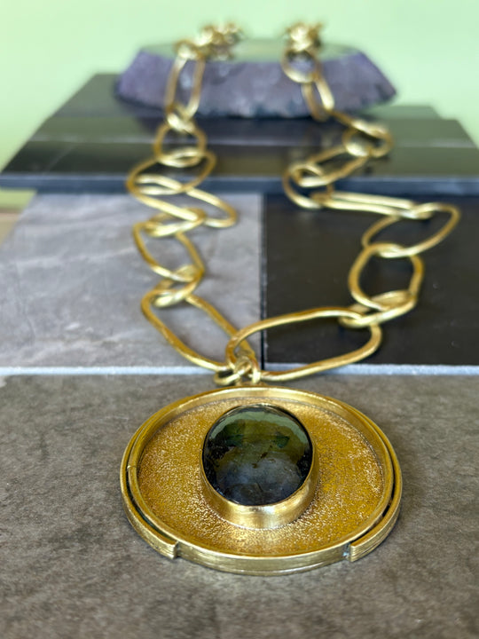 Collar Lúmina – Labradorita y cadena larga