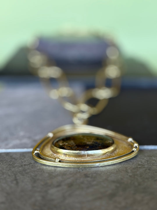 Collar Aura – Bronce y piedra natural