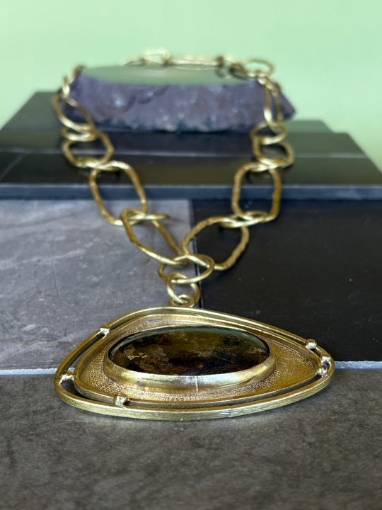 Collar Aura – Bronce y piedra natural