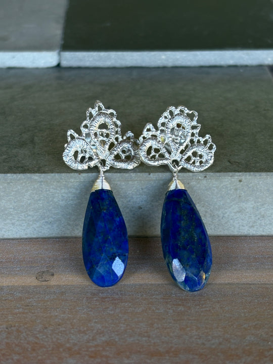 Aros Reina Azul – Plata y lapislázuli