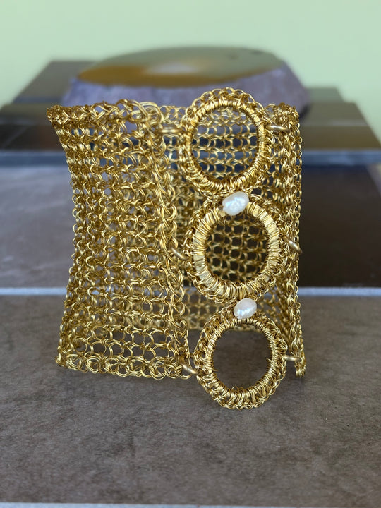 Brazalete  Trama Perlada  - Bronce