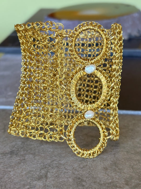 Brazalete  Trama Perlada  - Bronce