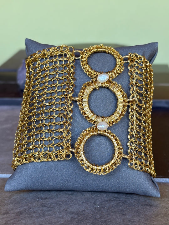 Brazalete  Trama Perlada  - Bronce