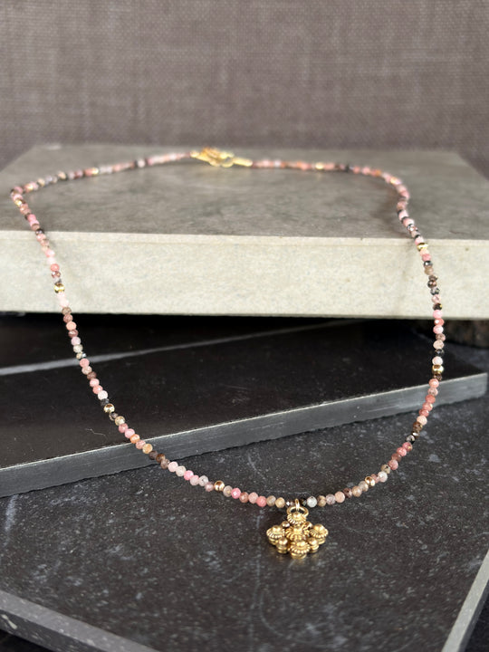 Collar Rosa Dorada - Plata bañada en oro