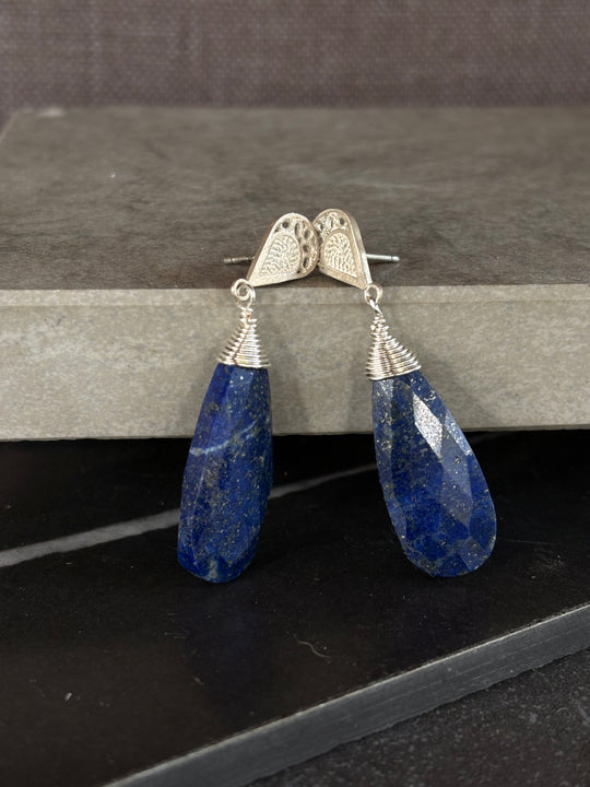 Aros Gotas Azul - Plata y Lapislázuli