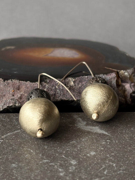 Aros Fuego Andino - Alpaca y piedra volcánica